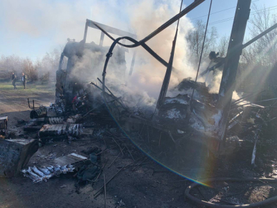 Грузовик загорелся на трассе Алматы — Хоргос