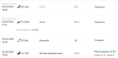 В аэропорту Казани задерживаются ряд рейсов, самолеты в Дубай и Душанбе отменены